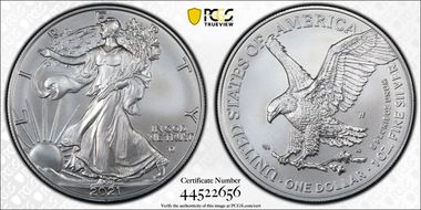 2021-W $1 Burnished Silver Eagle-Type 2 SP70