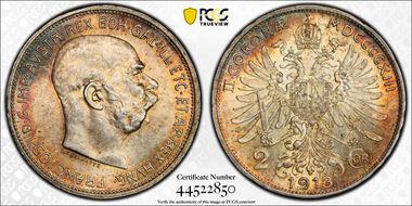 1913 2 Cor KM-2821  Ag MS64