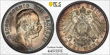 1904-E 2 Mk J-132 Georg's Death MS67+