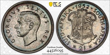 1952 2 Shil KM-38.2  Ag PR67