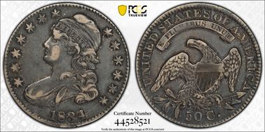 1834 50C O-101, Lg Date, Lg Letters XF40