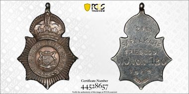 1949 Medal W.J. Von Abo, 2nd Place Ag Throwing Games MS61