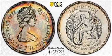 1977 25 Rup Jubilee KM-43 MS66