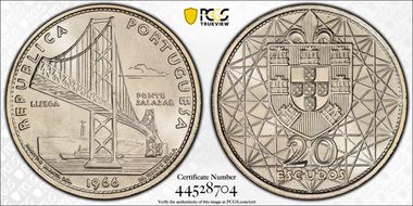 1966 20 Esc Salazar Bridge KM-592  Ag MS68