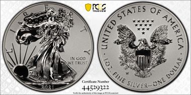 2021-W $1 Silver Eagle Rev PR - Type 1 Designer Edition PR70