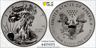 2021-W $1 Silver Eagle Rev PR - Type 1 Designer Edition PR69