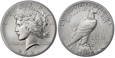 2021 $1 Peace Dollar 100th Anniversary MS70