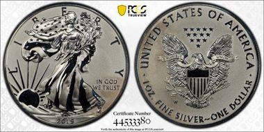 2019-W $1 Silver Eagle Enhanced Rev PR Pride of Two Nations, U.S. Set PR66
