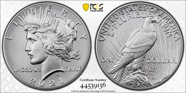 2021 $1 Peace Dollar 100th Anniversary First Strike MS69