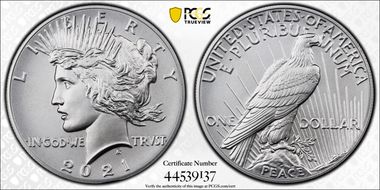 2021 $1 Peace Dollar 100th Anniversary First Strike MS70