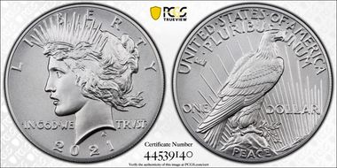 2021 $1 Peace Dollar 100th Anniversary First Strike MS70