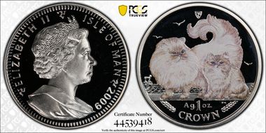 2009-PM Crown Chinchilla Cat/Ag KM-1378.2a Colorized PR69DCAM