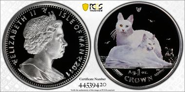 2011-PM Crown Turkish Angora Cat/Ag KM-1440a.2 Colorized PR70DCAM