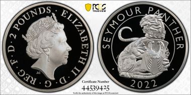 2022 £2 Seymour Panther 1oz Ag The Tudor Beasts PR70DCAM