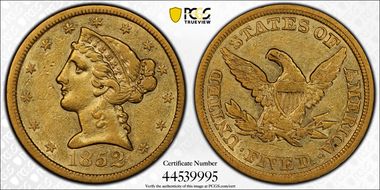 1852 $5 XF40