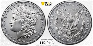 2021-CC Privy $1 Morgan Dollar 100th Anniversary MS70