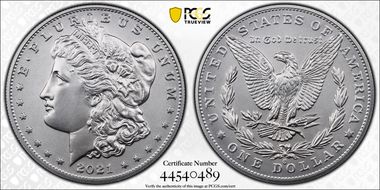 2021-O Privy $1 Morgan Dollar 100th Anniversary MS70