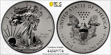 2021-W $1 Silver Eagle Rev PR - Type 1 Designer Edition - First Strike PR70