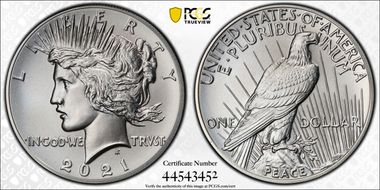 2021 $1 Peace Dollar 100th Anniversary First Strike MS70