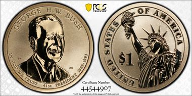 2020-S $1 George H.W. Bush - Rev PR Coin & Chronicles Set First Strike PR70