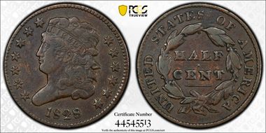 1828 1/2C 13 Stars VF25BN