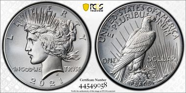 2021 $1 Peace Dollar 100th Anniversary First Strike MS69