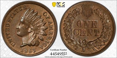 1863 1C AU58