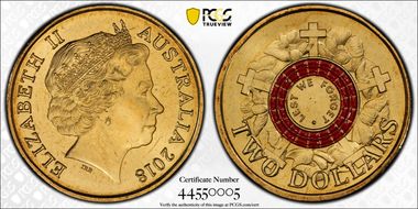 2018 $2 Lest We Forget - War Graves 30th Ann. $2 Coin Colorized MS68