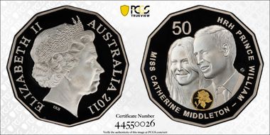 2011 50C Royal Wedding Ag Selective Gilt PR69DCAM