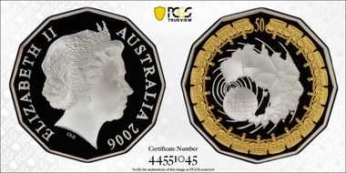 2006 50C Royal Visit Silver Partial Gilt PR70DCAM