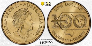 2020 $1 Qantas Centenary MS66