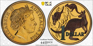 2014 $1 Mob of Roos AlBr Colorized MS68