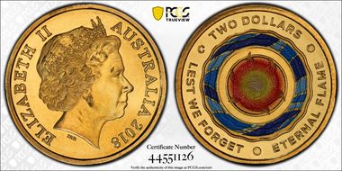 2018-C $2 Lest We Forget Eternal Flame Colorized MS68