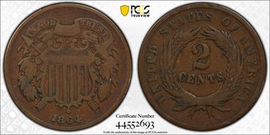 1864 2C Large Motto VG10BN