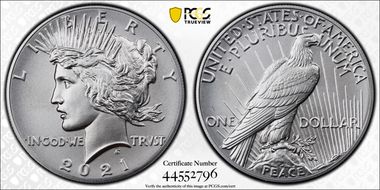 2021 $1 Peace Dollar 100th Anniversary First Strike MS70