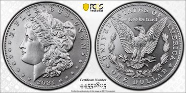 2021-D $1 Morgan Dollar 100th Anniversary First Strike MS70