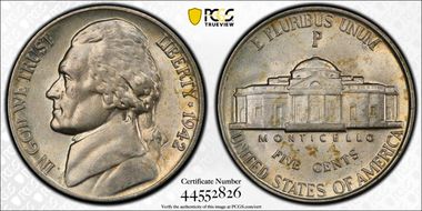 1942-P 5C Silver AU58