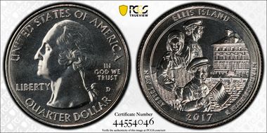 2017-D 25C Ellis Island NP MS66