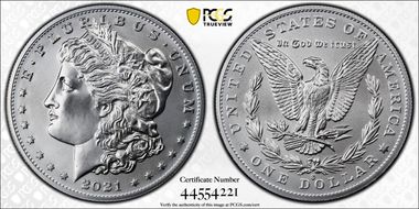 2021-O Privy $1 Morgan Dollar 100th Anniversary MS70
