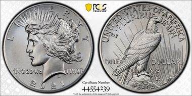 2021 $1 Peace Dollar 100th Anniversary MS69