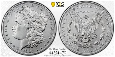 2021 $1 Morgan Dollar 100th Anniversary First Strike MS70