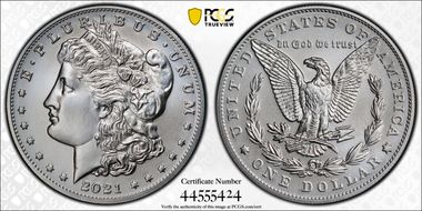 2021 $1 Morgan Dollar 100th Anniversary MS70