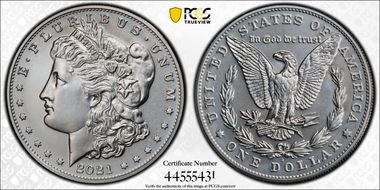 2021-S $1 Morgan Dollar 100th Anniversary MS70