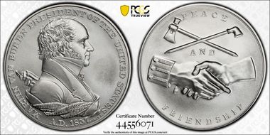 (2021) Medal Martin Van Buren "1837" Silver Matte Finish MS69