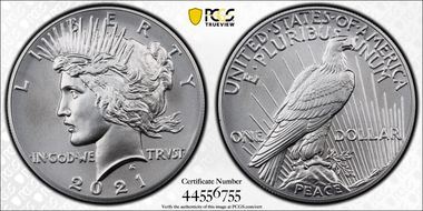 2021 $1 Peace Dollar 100th Anniversary First Strike MS69