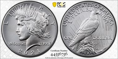 2021 $1 Peace Dollar 100th Anniversary First Strike MS69