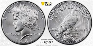 2021 $1 Peace Dollar 100th Anniversary First Strike MS69
