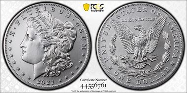 2021-CC Privy $1 Morgan Dollar 100th Anniversary First Strike MS70