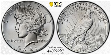 2021 $1 Peace Dollar 100th Anniversary MS69