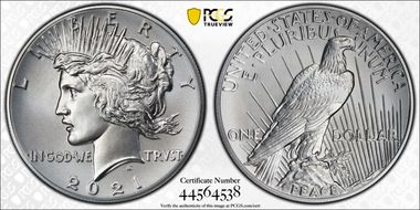 2021 $1 Peace Dollar 100th Anniversary First Strike MS70